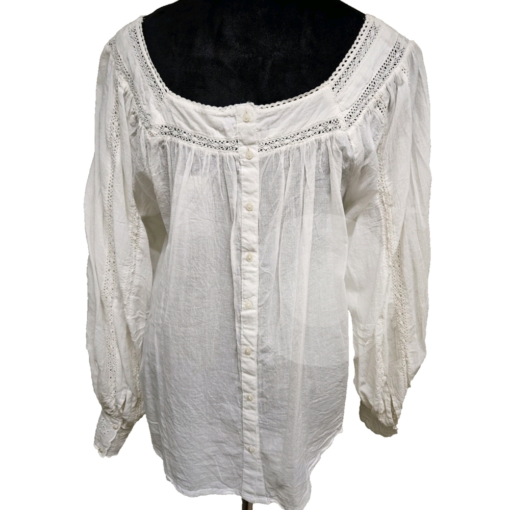 Elegant White Lace Trim Blouse-NWT- Size Medium - Picture 9 of 15